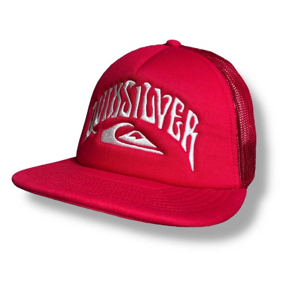 QUICKSILVER Red Logo Foamslayer Mesh Trucker Hat Snap Back Y2K RARE